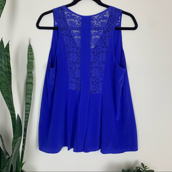 Rebecca Taylor Silk Lace Back Tank in Royal - Picture 7 of 11